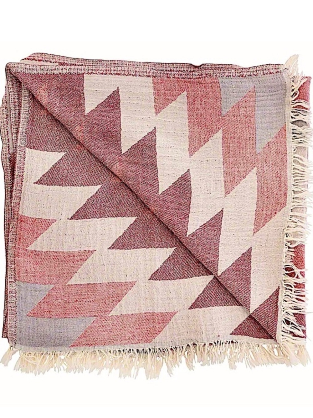Santa Fe Woven 2 Side Sustainable Travel Wrap Red Clay Gray SXSW NEW